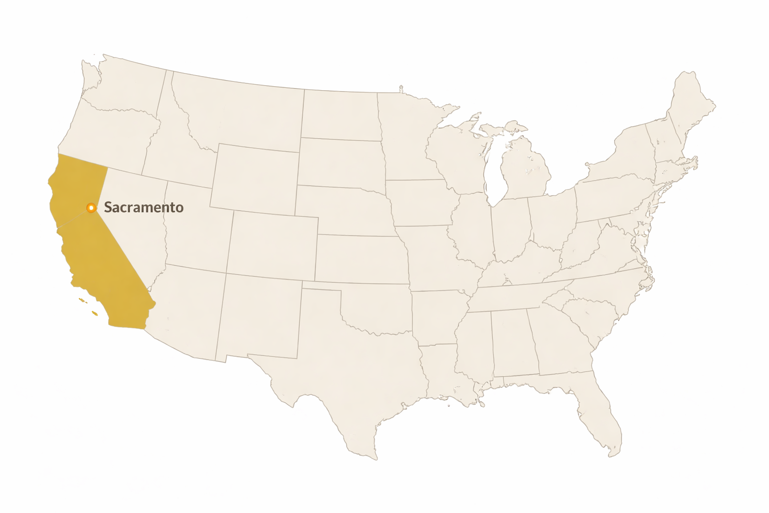 Map of the United States showing the service area